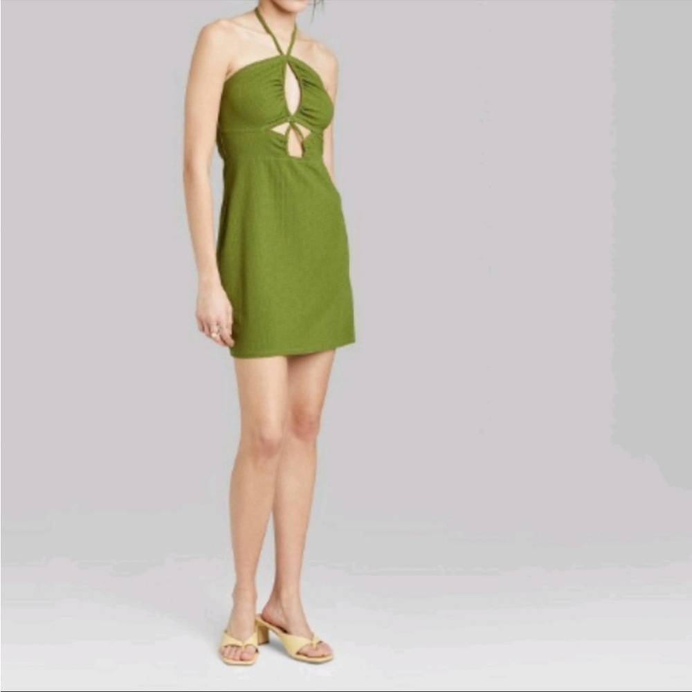 Olive Green Halter Dress